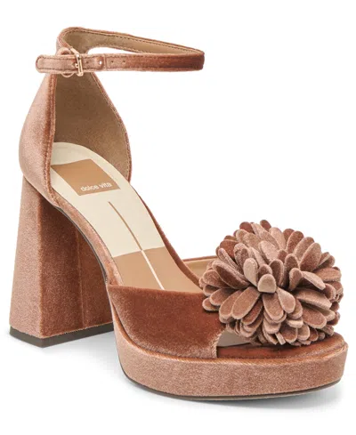 Dolce Vita Women's Perel Flower Two-piece Platform High-heel Dress Sandals In Brown