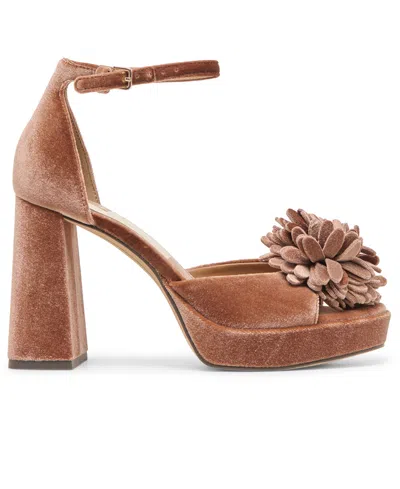 Dolce Vita Women's Perel Flower Two-piece Platform High-heel Dress Sandals In Brown