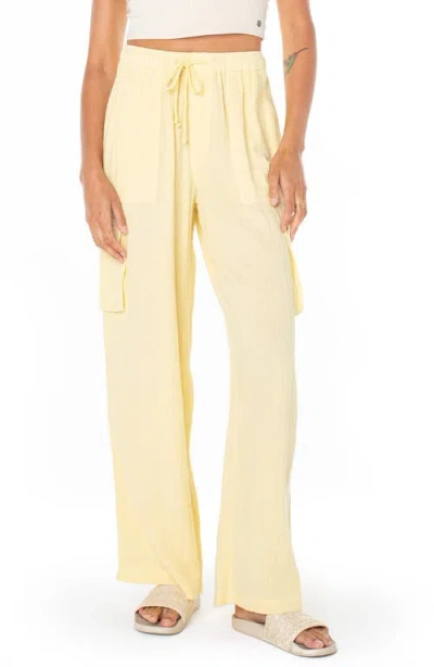 Roxy Juniors' Cotton Precious Cargo Beach Pants In Yellow