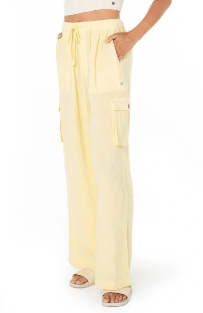 Roxy Juniors' Cotton Precious Cargo Beach Pants In Yellow