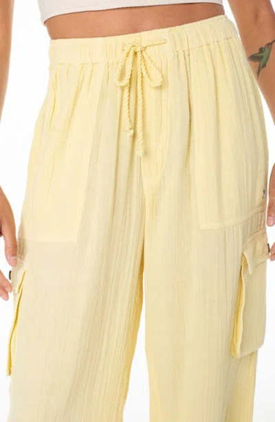 Roxy Juniors' Cotton Precious Cargo Beach Pants In Yellow
