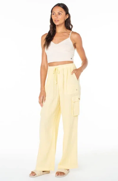 Roxy Juniors' Cotton Precious Cargo Beach Pants In Yellow