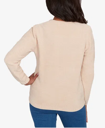 Alfred Dunner Petite Chenille Pullover Sweater In Neutral