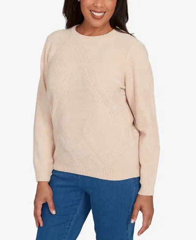 Alfred Dunner Petite Chenille Pullover Sweater In Neutral