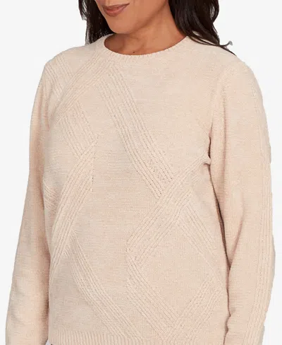 Alfred Dunner Petite Chenille Pullover Sweater In Neutral