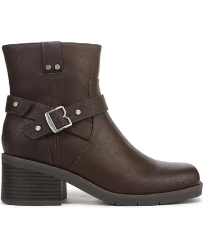 Dr. Scholl's Women's Janis Square Toe Rugged Short Boots In Brown