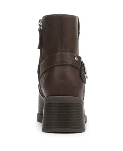 Dr. Scholl's Women's Janis Square Toe Rugged Short Boots In Brown