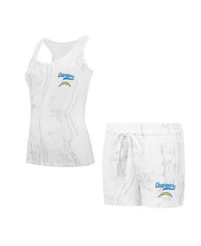 Concepts Sport Los Angeles Chargers Quartz Hacci Knit Tank Top & Shorts Sleep Set In White
