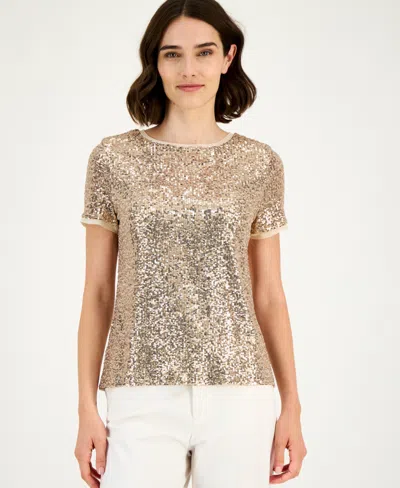 Anne Klein Women's Sequined T-shirt In Brown