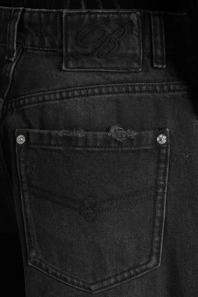 Blumarine Black Jeans With Belt Loops And Embroidery On The Front In Denim Woman In Black