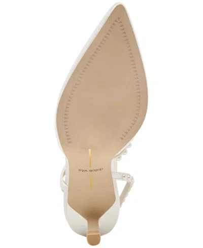 Dolce Vita Kamra True White Satin Pearl Pointed-toe Pumps In White