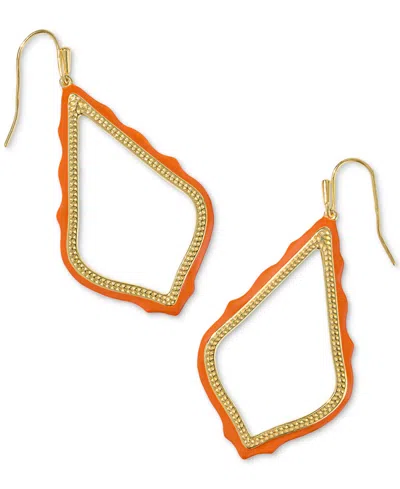 Kendra Scott Gold-tone Sophee Brown Open Frame Drop Earrings In Gold