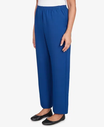 Alfred Dunner Women's Classic Poly Accord Medium Length Pants In Blue