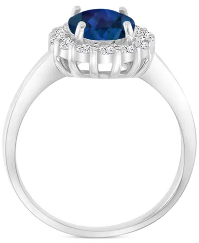 Macy's Red & White Cubic Zirconia Oval Halo Ring In Sterling Silver In Metallic