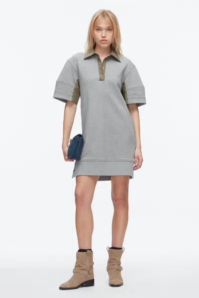 3.1 Phillip Lim Polo-collar Short-sleeve Mini Dress In Gray