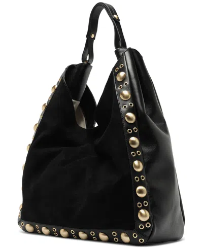 Arezzo Owen Large Suede Hobo In Black