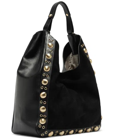 Arezzo Owen Large Suede Hobo In Black