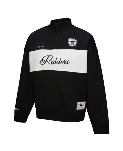 Mitchell & Ness Women's Black Oakland Raiders Quarter-zip Jacket In Black