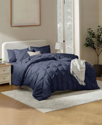 Nestl Luxury Soft Pinch Pleat 7-pc. Comforter Set, Queen In Blue