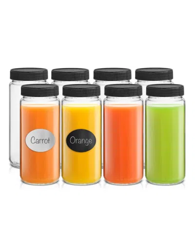Joyjolt Glass Canning Juice Bottles With Lids, Set Of 8 In Transparent