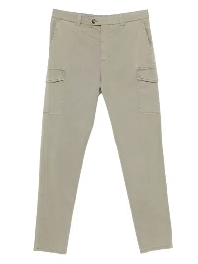 Brunello Cucinelli Cotton Cargo Trousers With Side And Back Pockets In Green