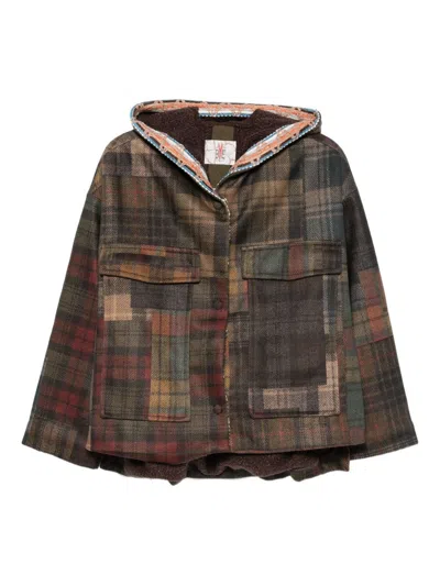 Bye Patchwork Design Caban Jacket In Brown