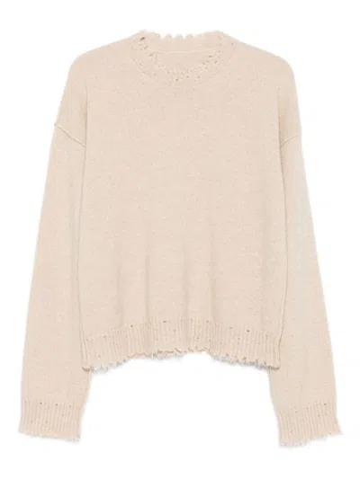 Uma Wang Cashmere Sweater With Fringed Hem In Sand