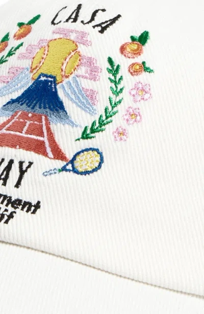 Casablanca Mens Casa Way Mountain Embroidered Cotton Baseball Cap In White