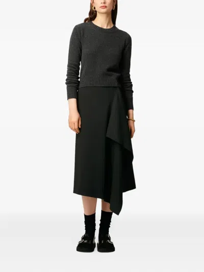 Ami Alexandre Mattiussi Black Cashmere Ami De Coeur Crewneck Sweater Grey In Gray