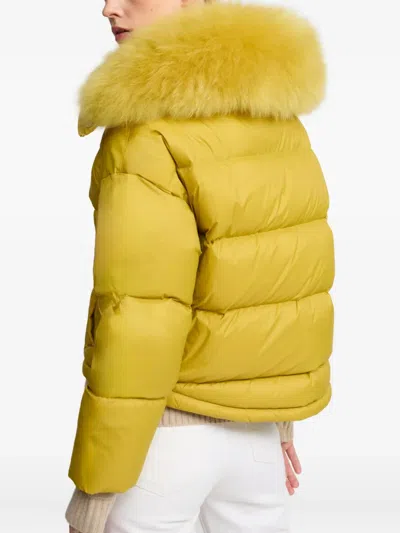 Yves Salomon Fur Insert Down Jacket Puffer Jackets Yellow In Yellow