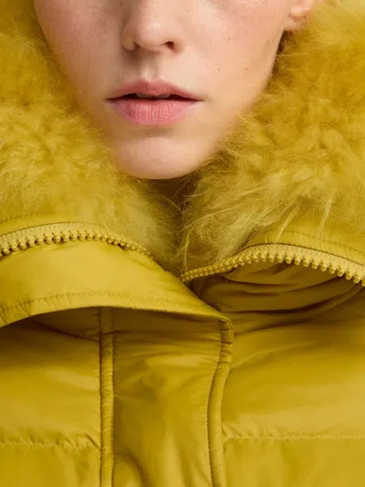 Yves Salomon Fur Insert Down Jacket Puffer Jackets Yellow In Yellow