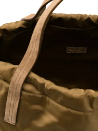 Khaite Rory Suede-trimmed Shell Bucket Bag In Green