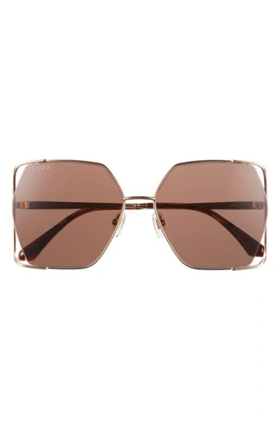 Diff Donna Iv 61mm Gradient Square Sunglasses In Metallic