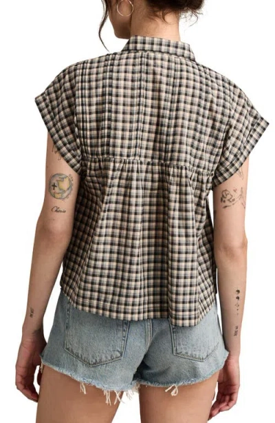 Lucky Brand Women's Cotton Pintuck Button-front Top In Black