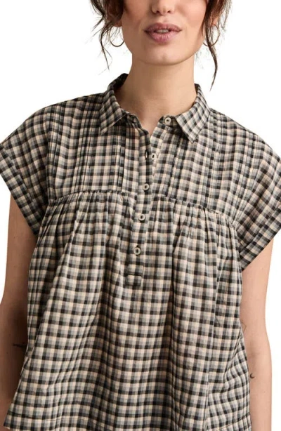 Lucky Brand Women's Cotton Pintuck Button-front Top In Black