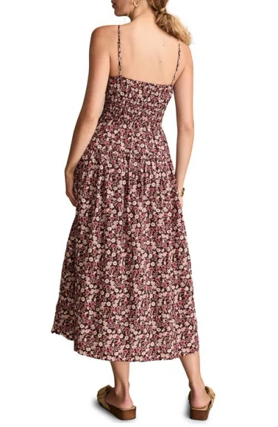 Lucky Brand Women's Floral Print Smocked Midi Dress In Brown