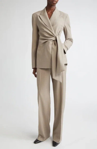 Lafayette 148 New York Slim Fit Responsible Stretch Wool Wrap Blazer In Brown