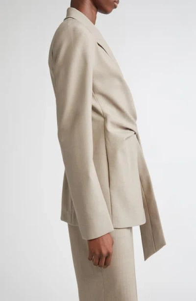 Lafayette 148 New York Slim Fit Responsible Stretch Wool Wrap Blazer In Brown