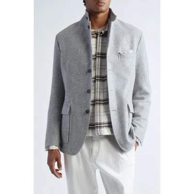 Eleventy Single Breasted Cashmere & Silk Jacket In Gray