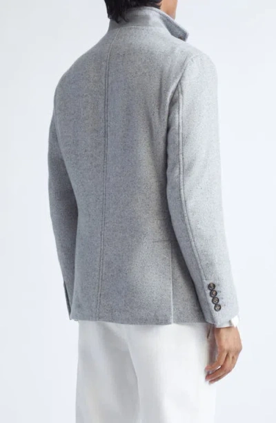 Eleventy Single Breasted Cashmere & Silk Jacket In Gray
