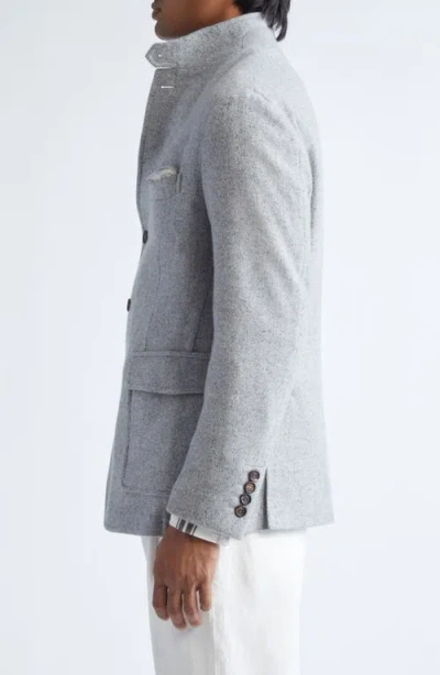 Eleventy Single Breasted Cashmere & Silk Jacket In Gray