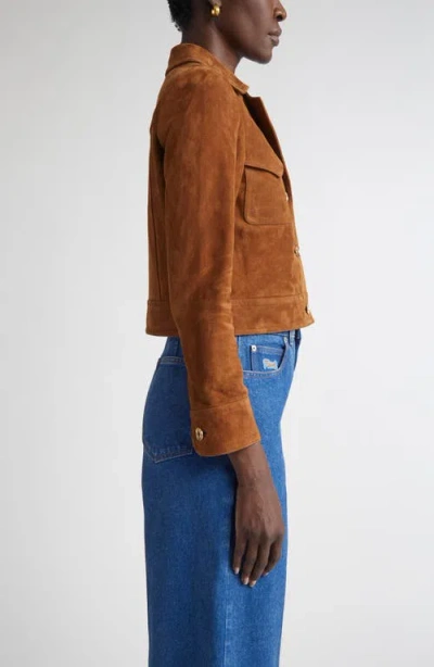 St John St. John Authentic Suede Jacket In Brown
