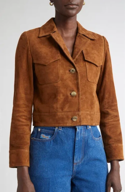 St John St. John Authentic Suede Jacket In Brown