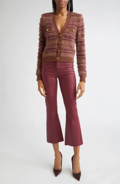 L'agence Ariadne Mixed Stripe Cardigan In Brown