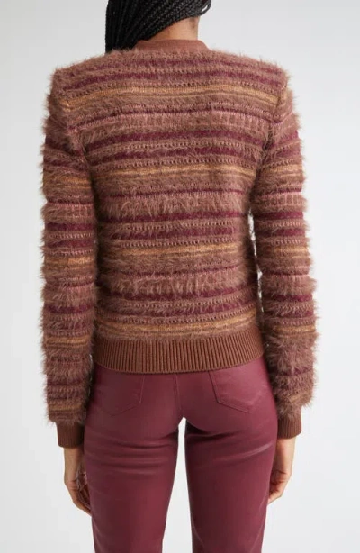 L'agence Ariadne Mixed Stripe Cardigan In Brown