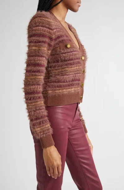L'agence Ariadne Mixed Stripe Cardigan In Brown