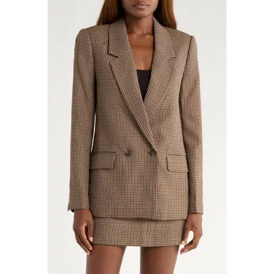 Paige Womens Brown Multi Quentin Houndstooth Wool-blend Blazer In Brown