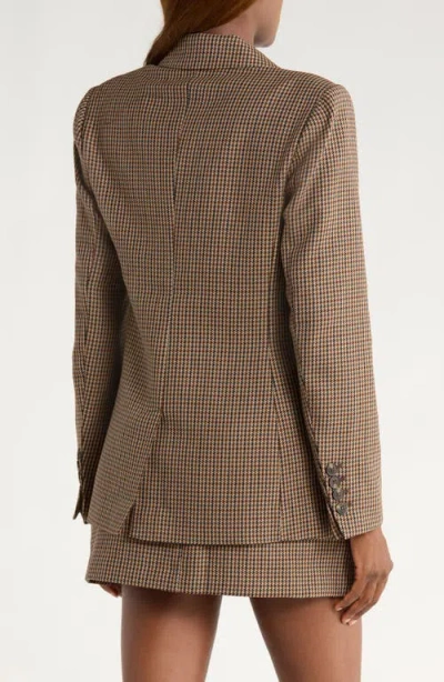 Paige Womens Brown Multi Quentin Houndstooth Wool-blend Blazer In Brown