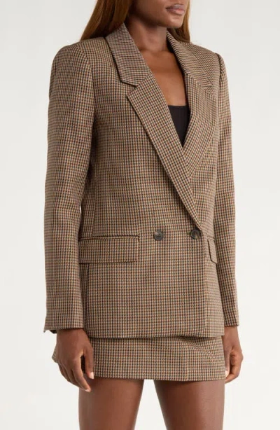 Paige Womens Brown Multi Quentin Houndstooth Wool-blend Blazer In Brown