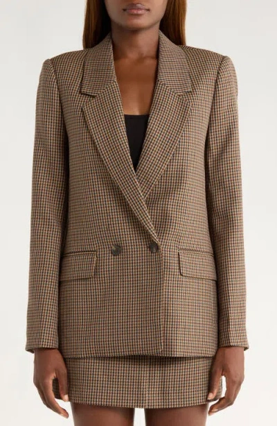 Paige Womens Brown Multi Quentin Houndstooth Wool-blend Blazer In Brown